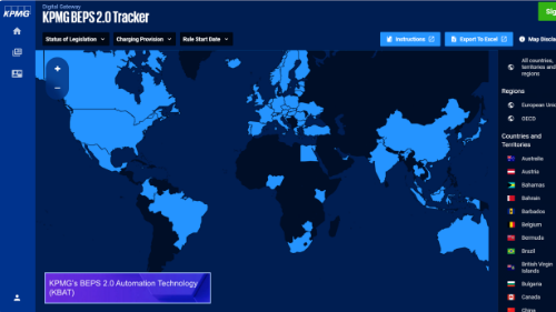 Screen shot of the KPMG BEPS Tracker Interface